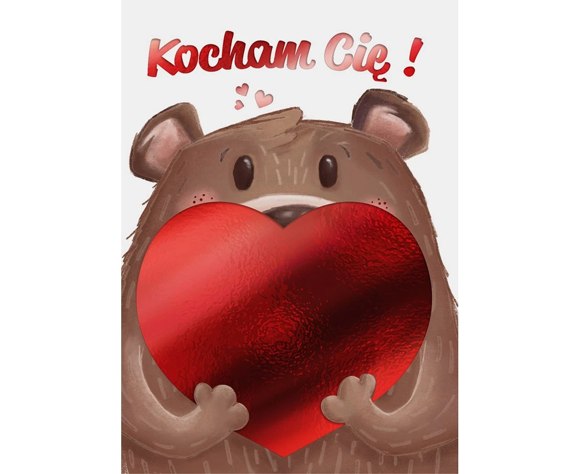 Greeting card B6 Valentine's Day card teddy bear, 1 pc.